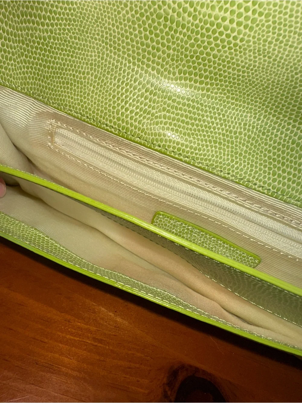 Fornash Lizard Embossed Lime Green Clutch